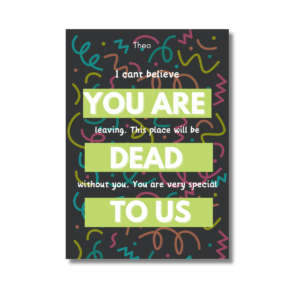 Black Green Swirl Dead To Us Card