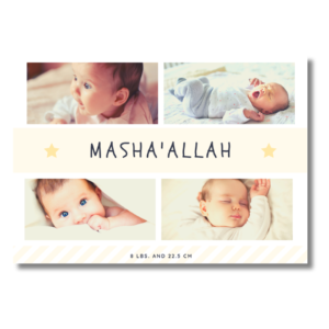 Cream Masha'Allah Baby Star Card
