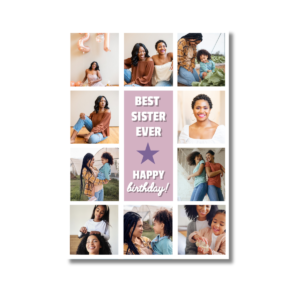 Mauve Best Sister Photo Collage Birthday Card