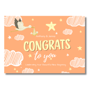 Orange Cloud & Star Baby Congrats Card