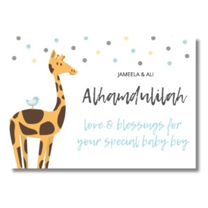 Blue Alhamdulilah Baby Boy Is Coming Card
