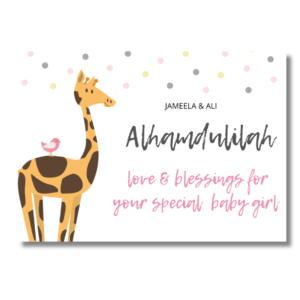 Pink Alhadulilah Baby Girl Is Coming Card