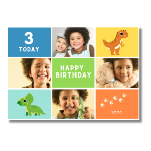Multicolour Dinosaur Birthday Card