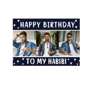 Blue Heart Habibi Happy Birthday Card