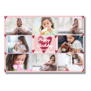 Light Pink Heart Photo Collage Birthday Card