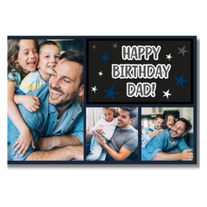 Blue Grey Star Happy Birthday Dad Card