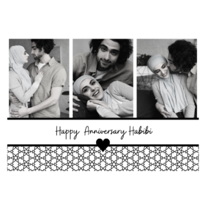 Black White Geometric Habibi Anniversary Card