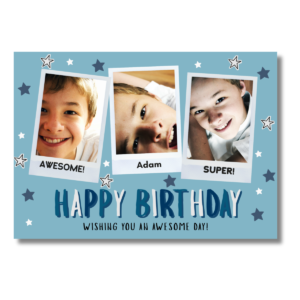 Blue Star Polaroid Happy Birthday Card