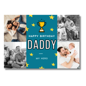Blue Happy Birthday Daddy Hero Card