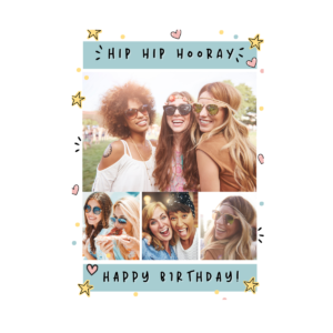Blue Hip Hip Hooray Birthday Card