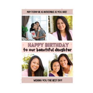 Neutral Pink Sparkle Daughter Birthday Card