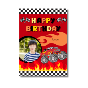 Red Monster Truck Cars Birthday Card