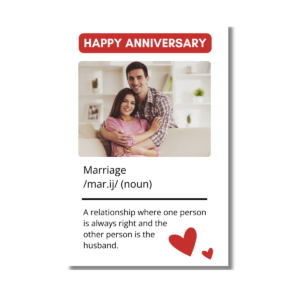 White Minimal Anniversary Marriage Definition card