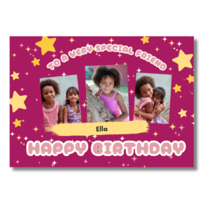 Pink Fushia Sparkle Happy Birthday Card