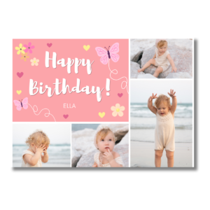 Pastel Pink Butterfly Birthday Card