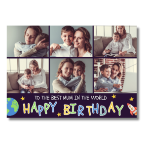 Dark Purple Happy Birthday Best Mum World Card