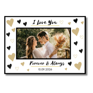 Black White Gold Heart I Love You Anniversary Card