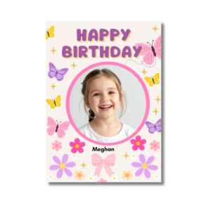 Pink Butterflies & Sparkles Birthday Card