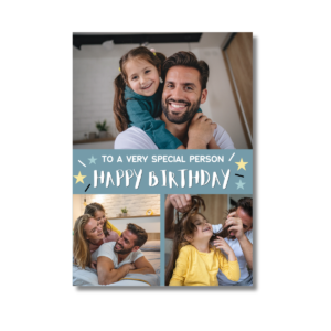 Blue Special Person Star Dash Birthday Card