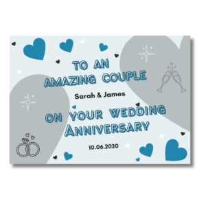 Blue Grey Heart Your Wedding Anniversary Card