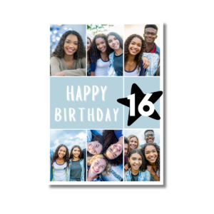 Light Blue Star Milestone Age Birthday Card