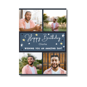 Navy Star Happy Birthday Card