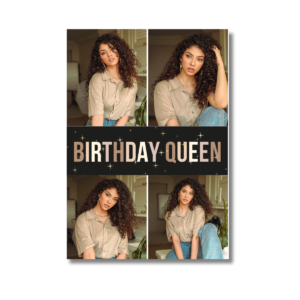 Black & Neural Brown Birthday Queen card