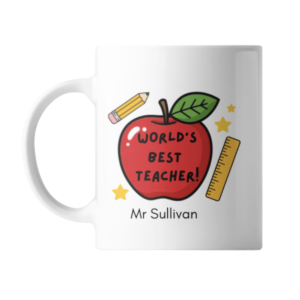 Personalised Teacher Apple Ruler Pencil Mug