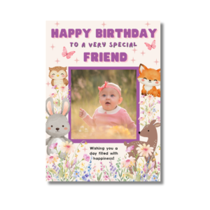 Pink Purple Woodlands Themed Birthday Card